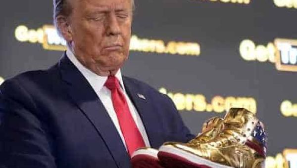 On the Day He Loses $400M+, DJT Trumpets Gold Sneakers