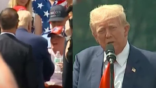 Man of the people: Trump leaves bulletproof glass to help rally-goer with medical emergency