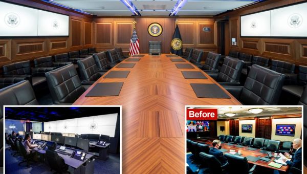 White House unveils spiffy new Situation Room weeks after cocaine find