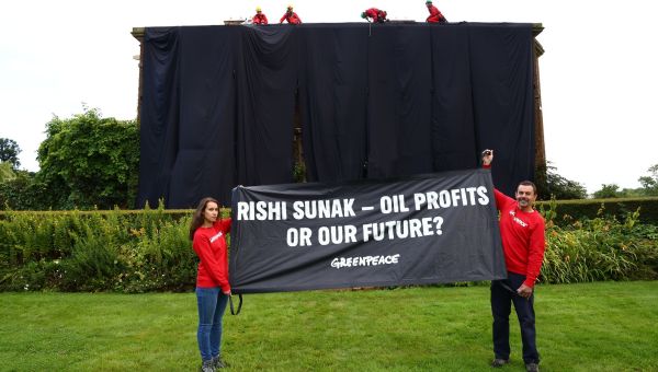 Greenpeace defends Rishi Sunak home protest as ‘proportionate response to a disastrous decision’