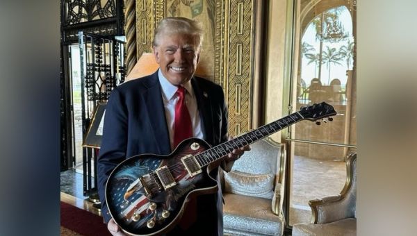 Trump unveils limited edition 'American Eagle' acoustic and electric guitars