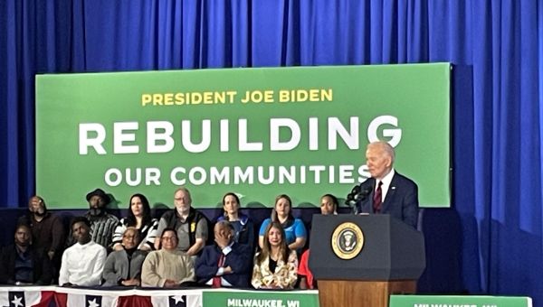 Biden touts infrastructure investments at Milwaukee campaign stop