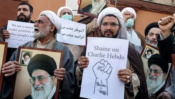 Iranians protest outside French embassy after cartoons