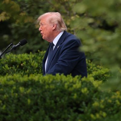 Confused Trump hides in shrubbery after calling rap star Nicki Minaj ‘so hot’