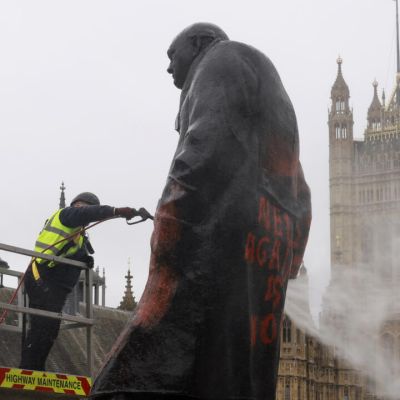 UK police arrest man after Churchill statue sprayed with graffiti