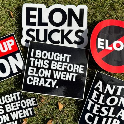 Tesla Owners Use Bumper Stickers to Express Feelings About Elon Musk