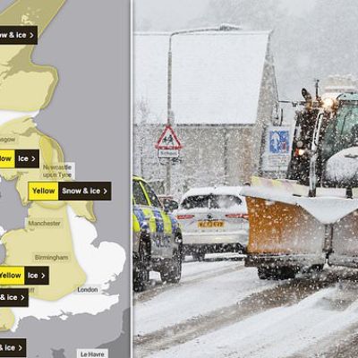 Snow and ice warnings hit across UK with nearly a foot on way