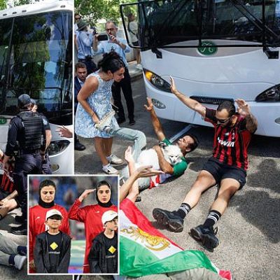 Chaos as protesters try to stop Iranian soccer team leaving Australia