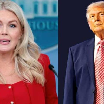 Karoline Leavitt hugs Trump after president heckled at South Carolina rally