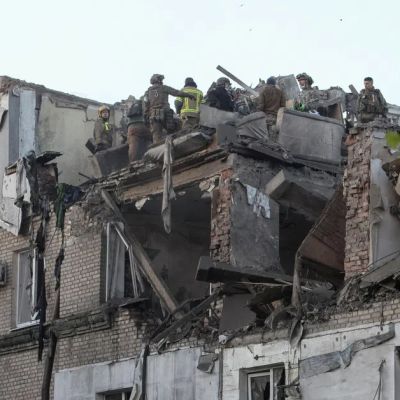 Russian strike on Ukraine kills 11, traps others in damaged buildings