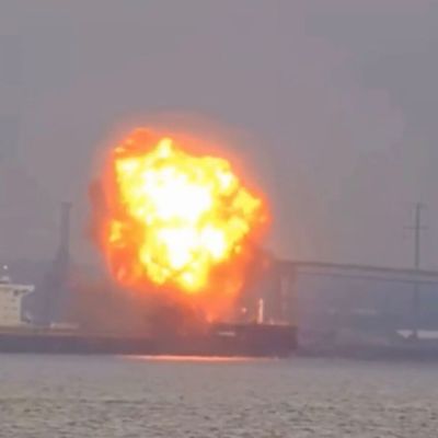 Fire and Explosion Damage Ship in Baltimore Harbor