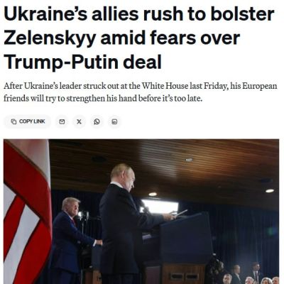Politico with reference to an informed diplomat: Some EU leaders will seek to ensure Zelensky’s participation in any negotiations on a potential truce in Ukraine