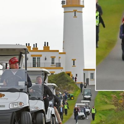 Trump’s ‘extremely close’ aide Natalie Harp sprints after his golf cart