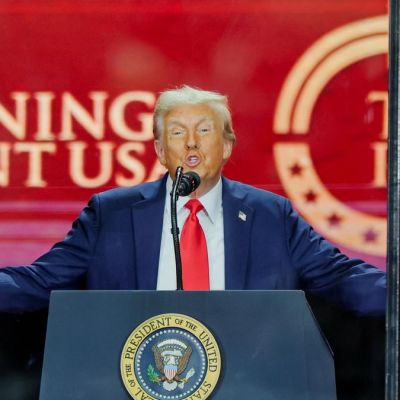 Trump praises conservative ‘giant’ Kirk at mega memorial event