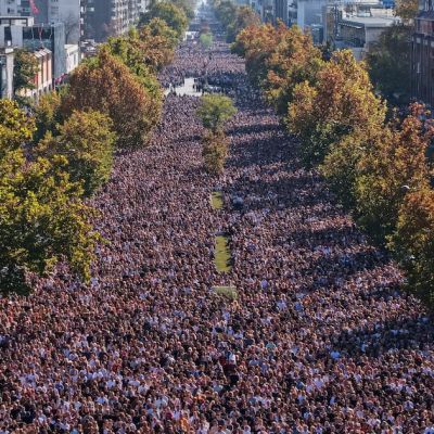 Serbia marks anniversary of fatal train station disaster with large rally