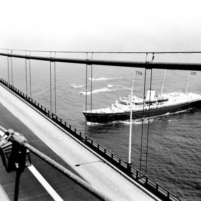 65 years ago today, Queen Elizabeth and her royal yacht Britannia passed under the Mackinac Bridge