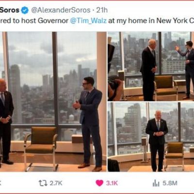 Meek and servile, Tim Walz pays a visit to the House of Soros