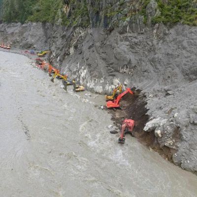 Rescuers race to reopen highway to mudslide-hit border port in Xizang, China