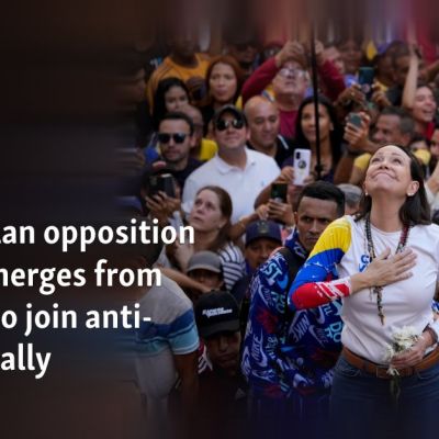 Venezuelan opposition leader emerges from hideout to join anti-Maduro rally