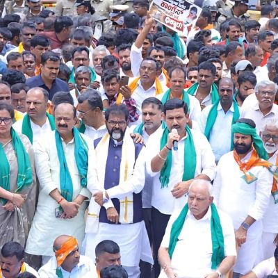 BJP stages KRS protest against Cauvery water release; Vijayendra, R. Ashoka and others detained