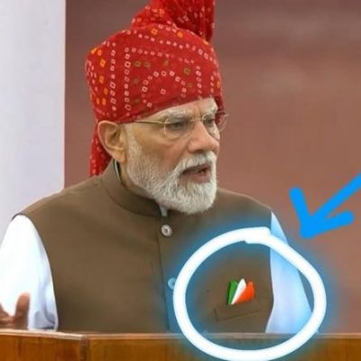 Did PM Narendra Modi Wear Tricolour Pocket Square in Wrong Sequence? Netizens Raise Question