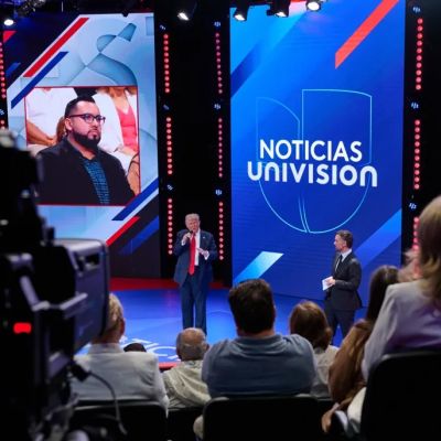 Trump courts Latino voters at Univision town hall, and Harris ventures onto Fox News