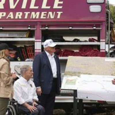 Trump tours Texas flood damage but is quiet about his pledge to shutter FEMA