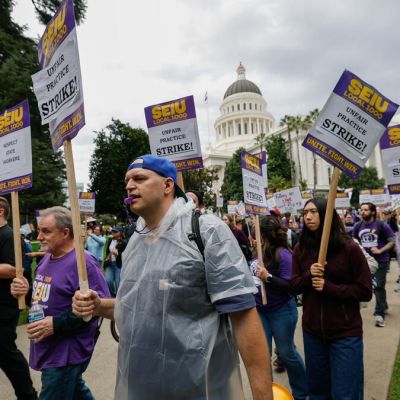 Thousands of California state workers walk off the job in contract dispute with Newsom
