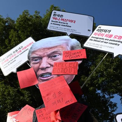 ‘Trump out’: Anti-US protesters rally in Gyeongju as Trump arrives for APEC – The Korea Times