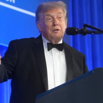 Trump returns to White House correspondents’ dinner with jokes, criticism and calls for press respect