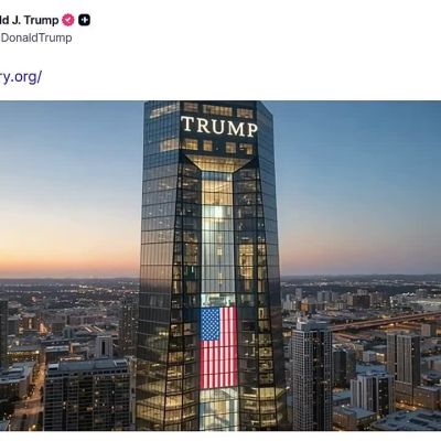 Trump has generated his own “presidential library” in AI, which has no books, but instead has 50 floors, a golden portal and Air Force One in the lobby