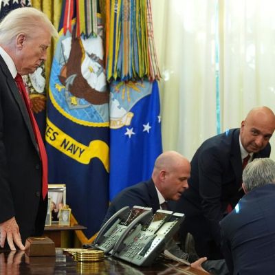 ‘Went down’: Chaos in Oval Office during Trump announcement