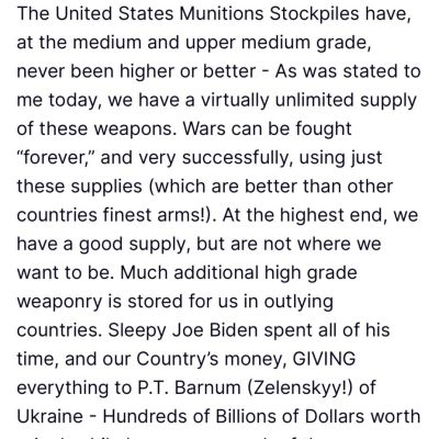 Trump – declared the ability of the United States to wage wars with an ever-existing arsenal: