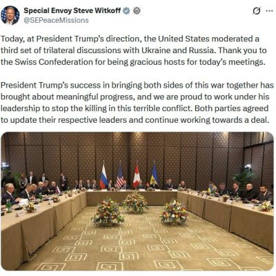 Witkoff on Ukraine talks in Geneva: Parties will keep working to conclude deal