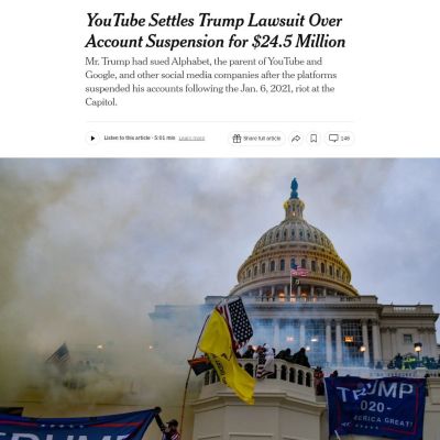 Trump sued YouTube for $ 24.5 million for illegally blocking his channel, writes The New York Post