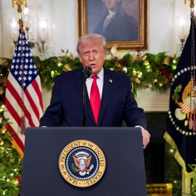 Trump highlights victories amid sinking approval ratings in holiday speech