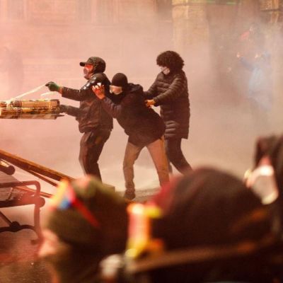 Watch: Georgia protesters turn ‘fireworks gun’ on riot police after PM delays EU bid
