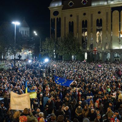 Thousands take to streets in Georgia as pro-Putin party claims victory