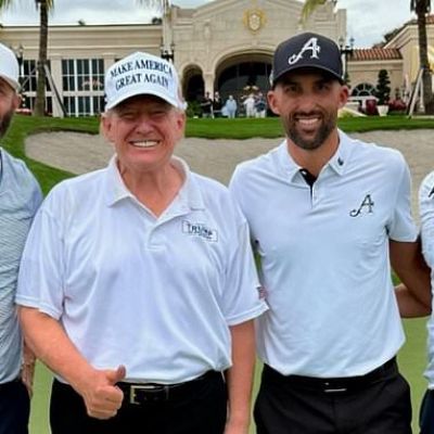 Donald Trump tees it up with LIV Golf star Dustin Johnson