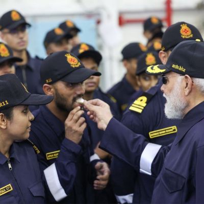 “People love celebrating Diwali with their families. And so do I,” says PM Modi as he celebrates Diwali with Navy personnel onboard INS Vikrant