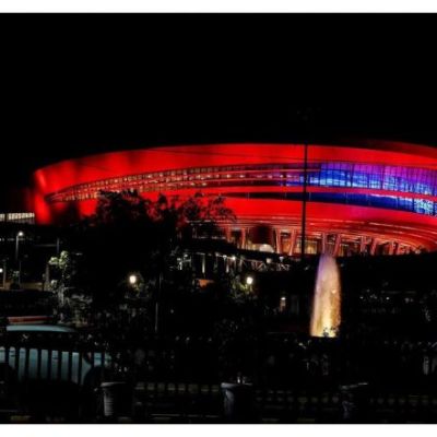 India News | Bharat Mandapam Lights Up as Delhi Gears Up to Host BRICS Summit 2026