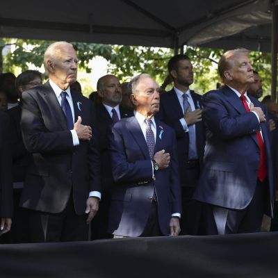 9/11 anniversary at ground zero brings together US presidential rivals