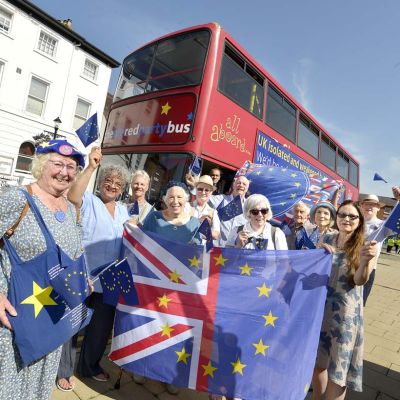 The Big Red Brexit Bus takes to the streets of Stratford