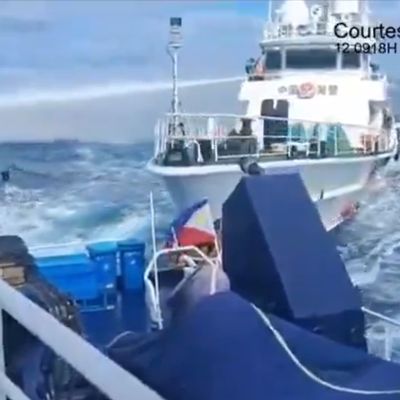 China Coast Guard ship watercannons, rams PCG vessel near Pag-asa