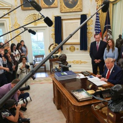 ‘I don’t want them here’: Trump calls media ban a ‘ban on the free press’