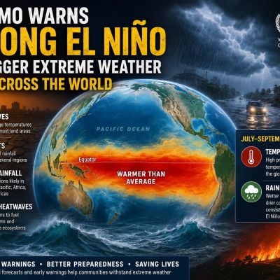 WMO warns strengthening El Nino could disrupt rainfall and temperature patterns globally – Connected to India News I Singapore l UAE l UK l USA l NRI