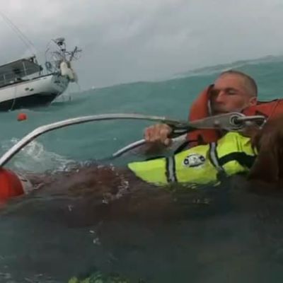 VIDEO: Coast Guard rescues man, dog adrift off Florida coast during Hurricane Helene