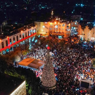 Bethlehem's Christmas tree lights up after two years of darkness