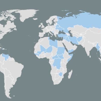 Which countries, besides Russia, have assets frozen by the EU?