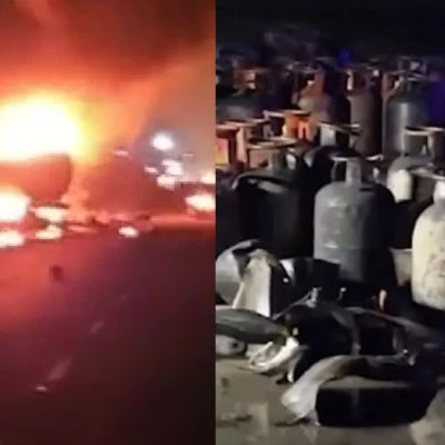 Truck carrying LPG cylinders collides with chemical tanker on Jaipur-Ajmer highway, triggers chain of explosions – VIDEO – The Statesman
